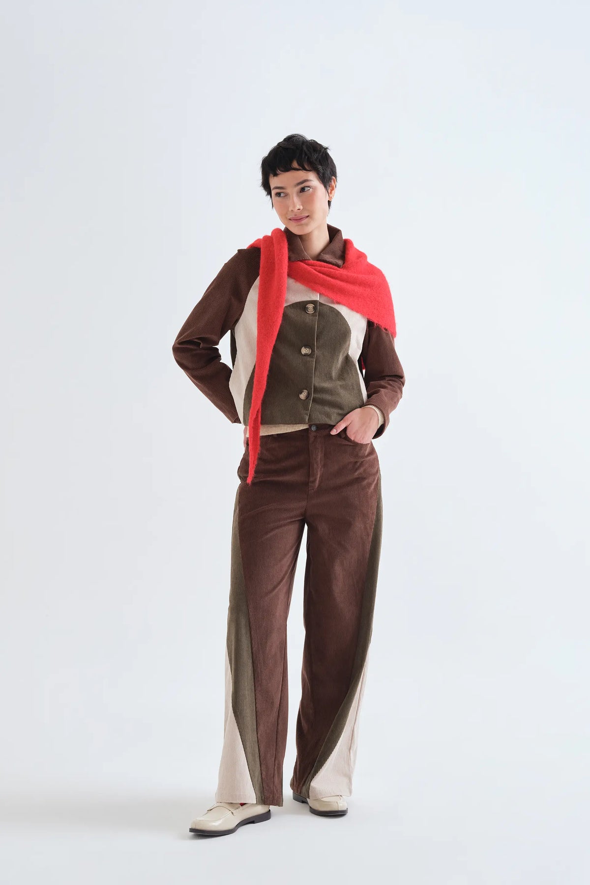 Pantaloni di velluto a coste multicolore