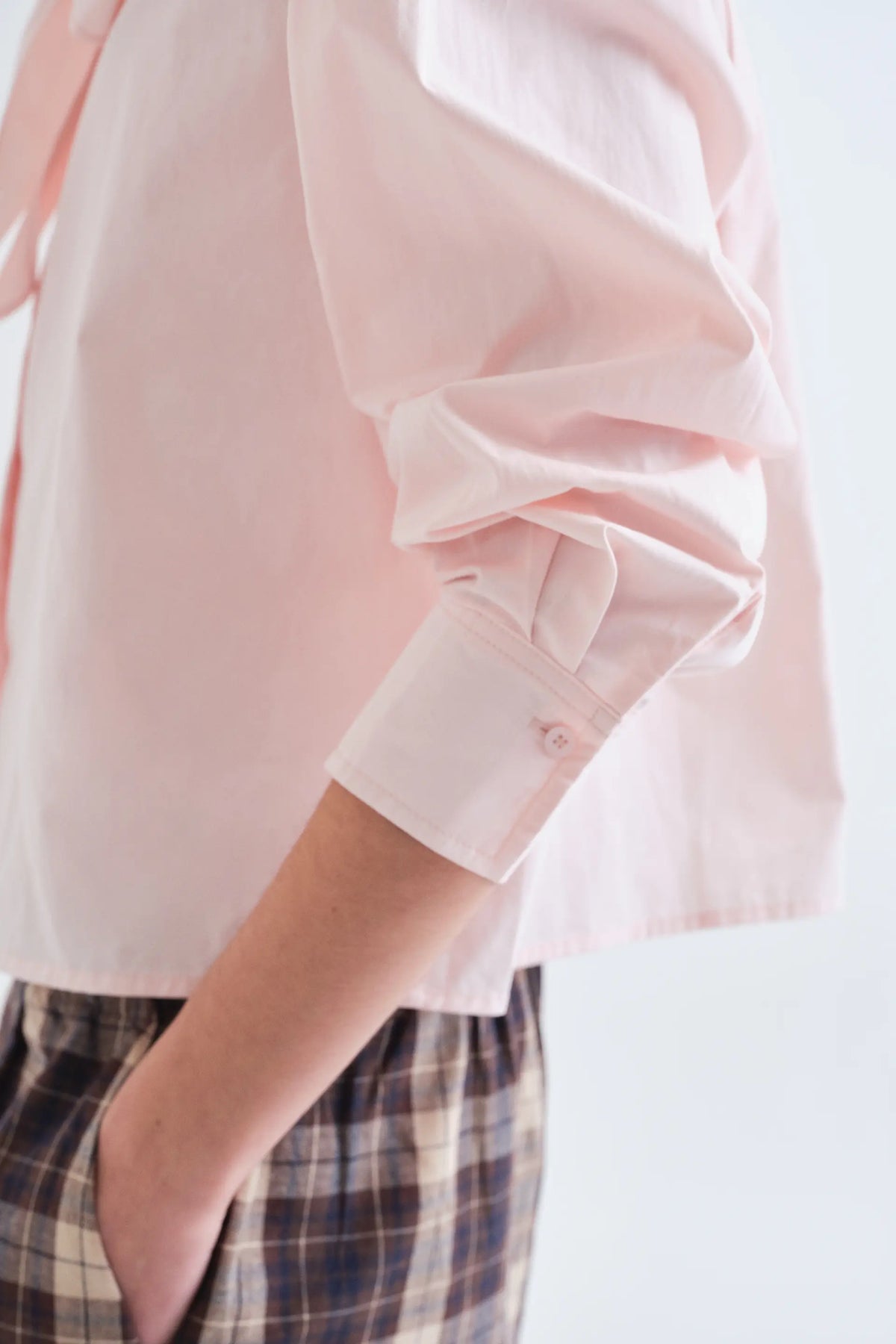 Camicia con fiocco 100% cotone rosa