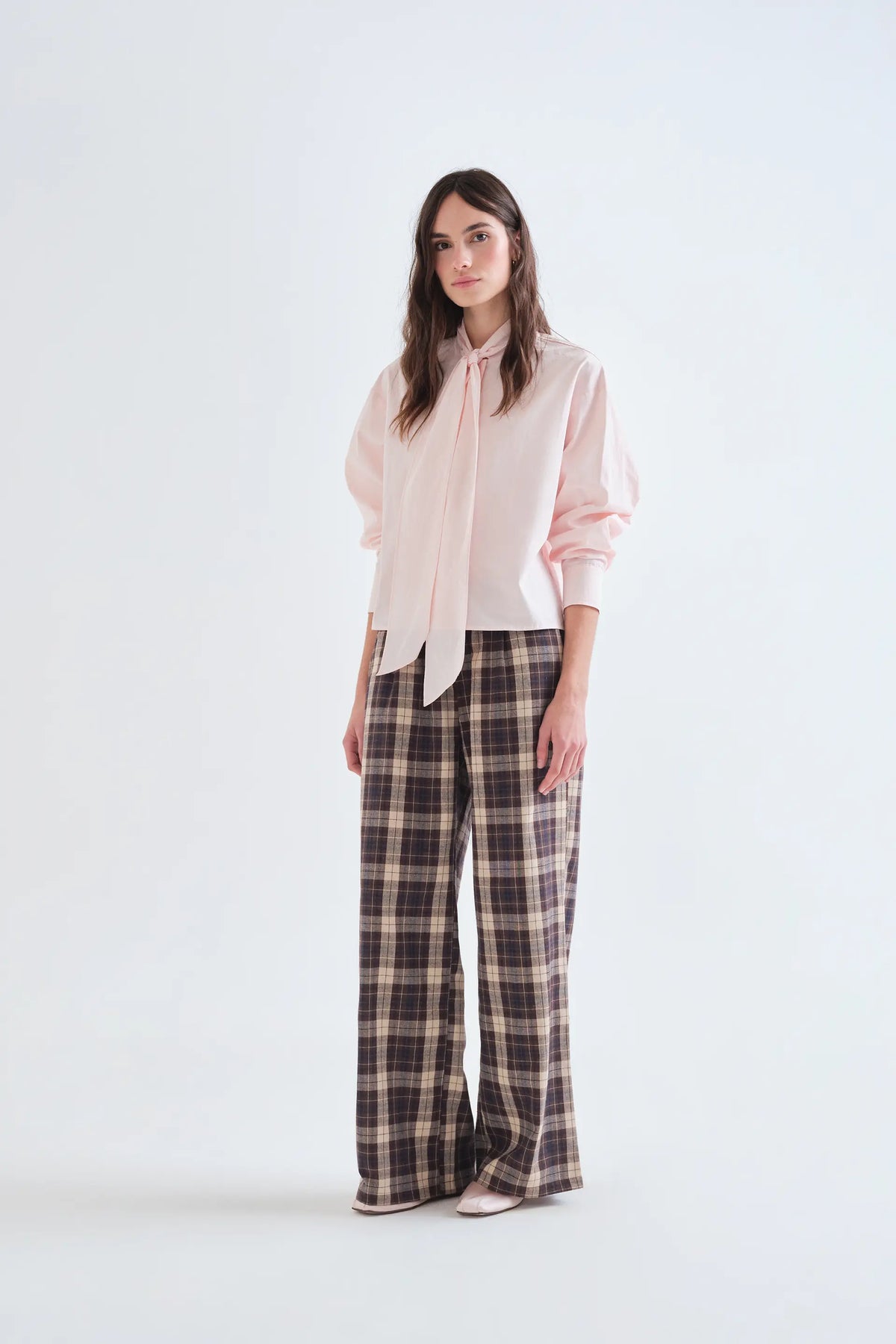Camicia con fiocco 100% cotone rosa