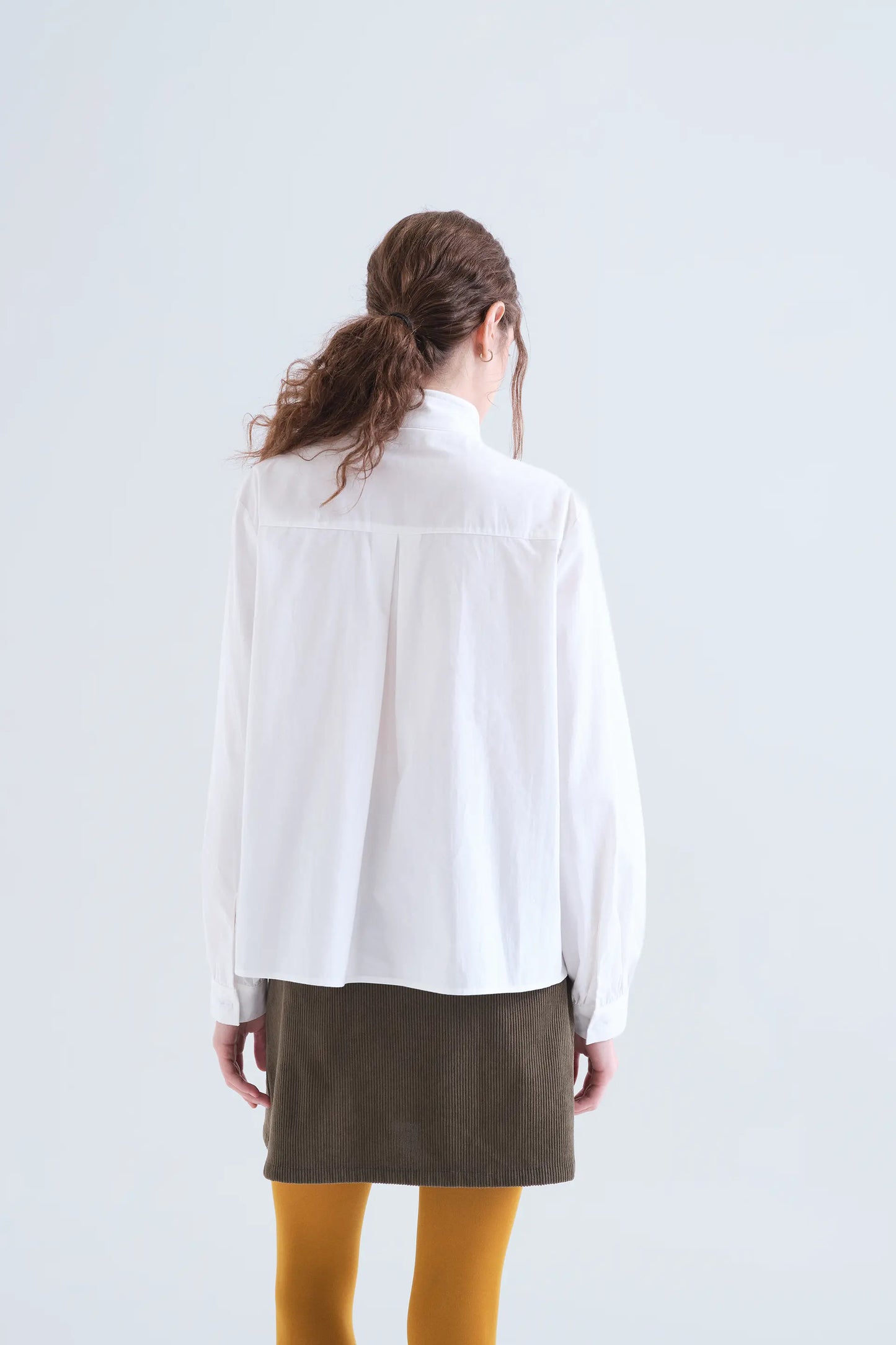 Camicia con fiocco strutturato 100% cotone bianco