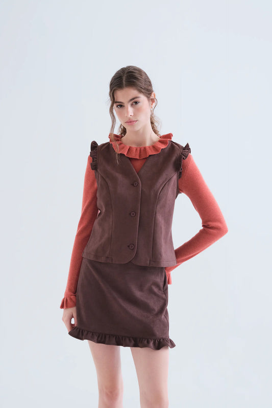 Brown suede vest