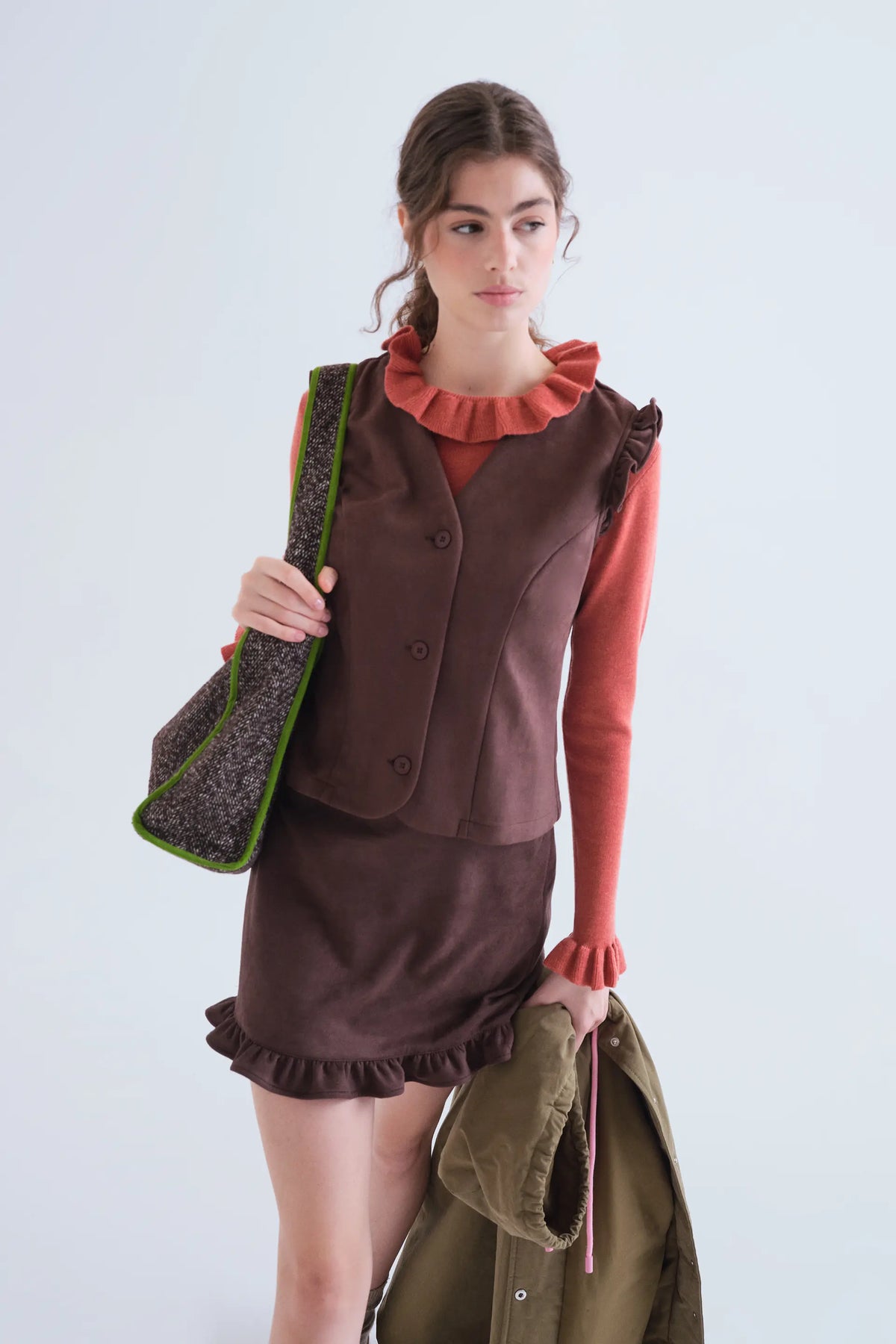 Brown suede vest
