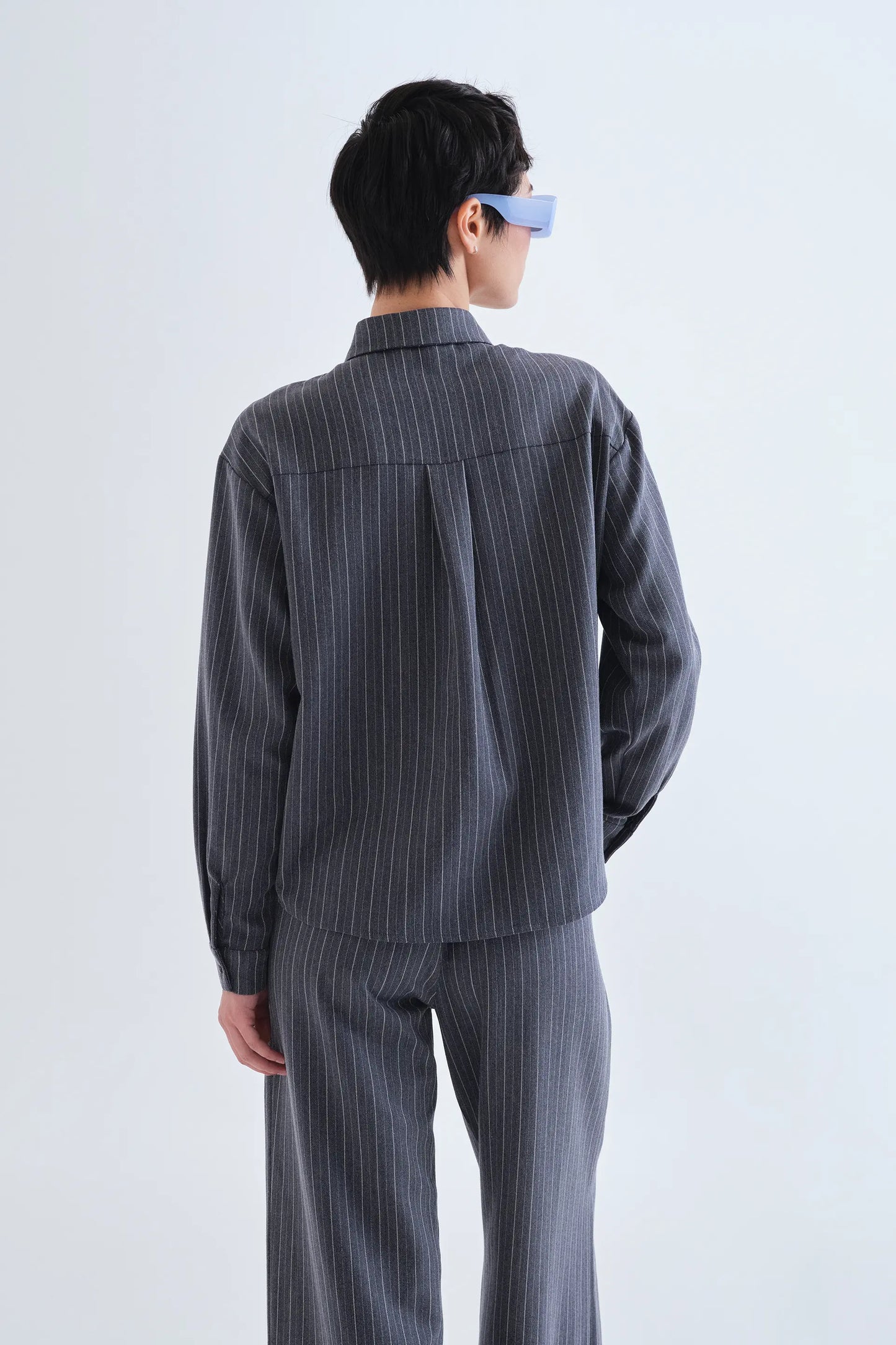Gray pinstripe shirt