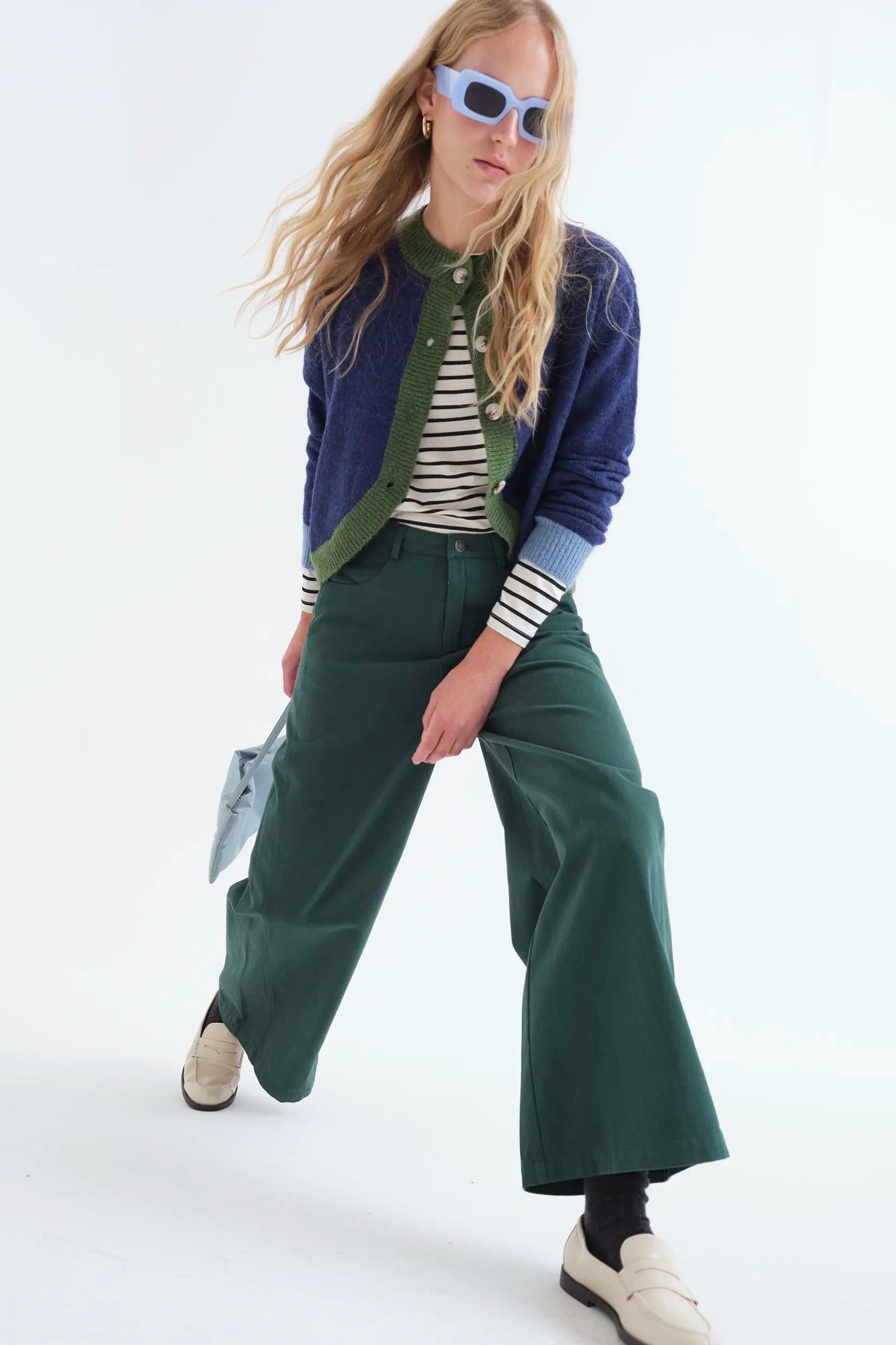 100% petrol green cotton jeans