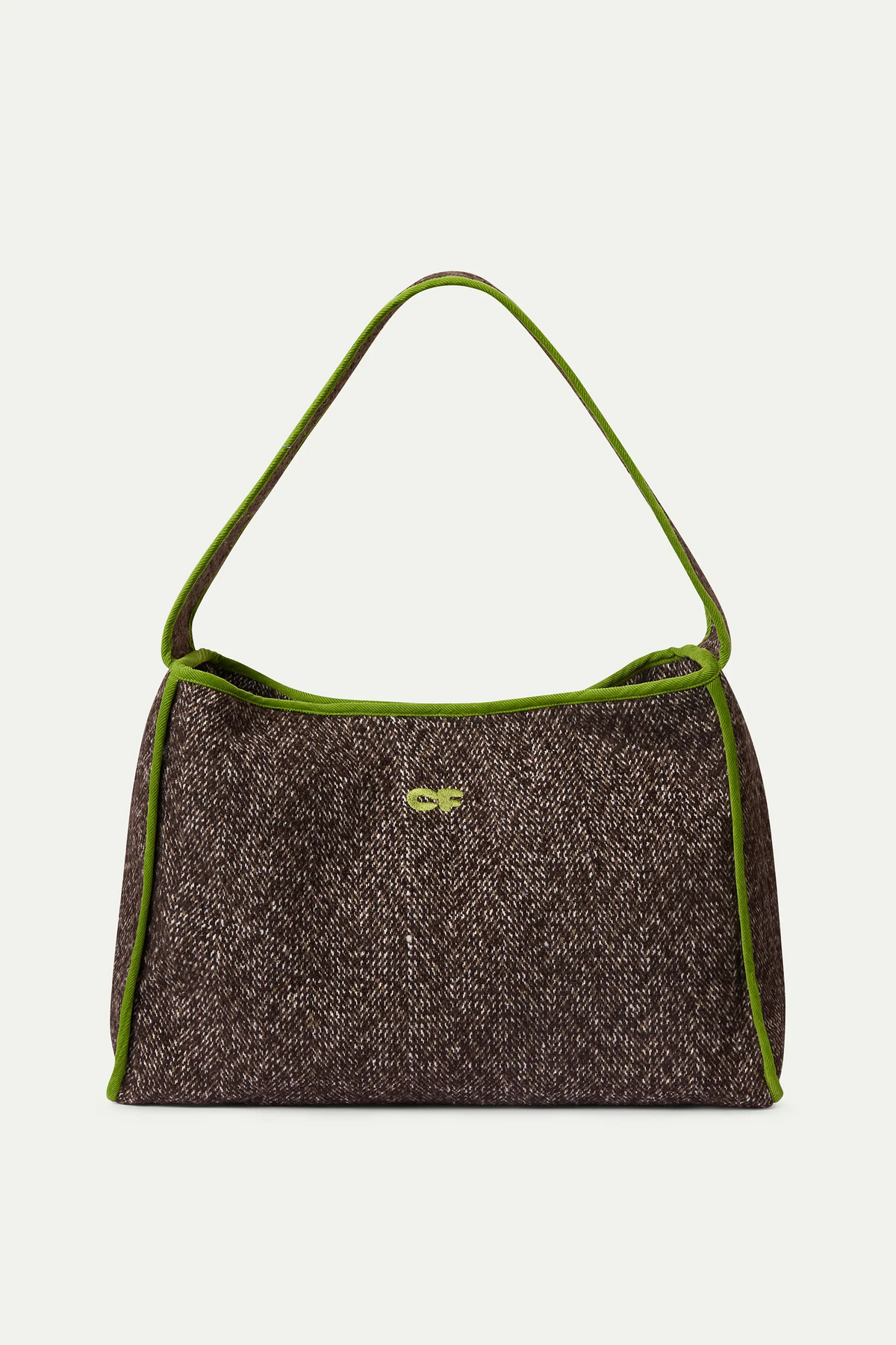 Bolso de hombro tweed marrón
