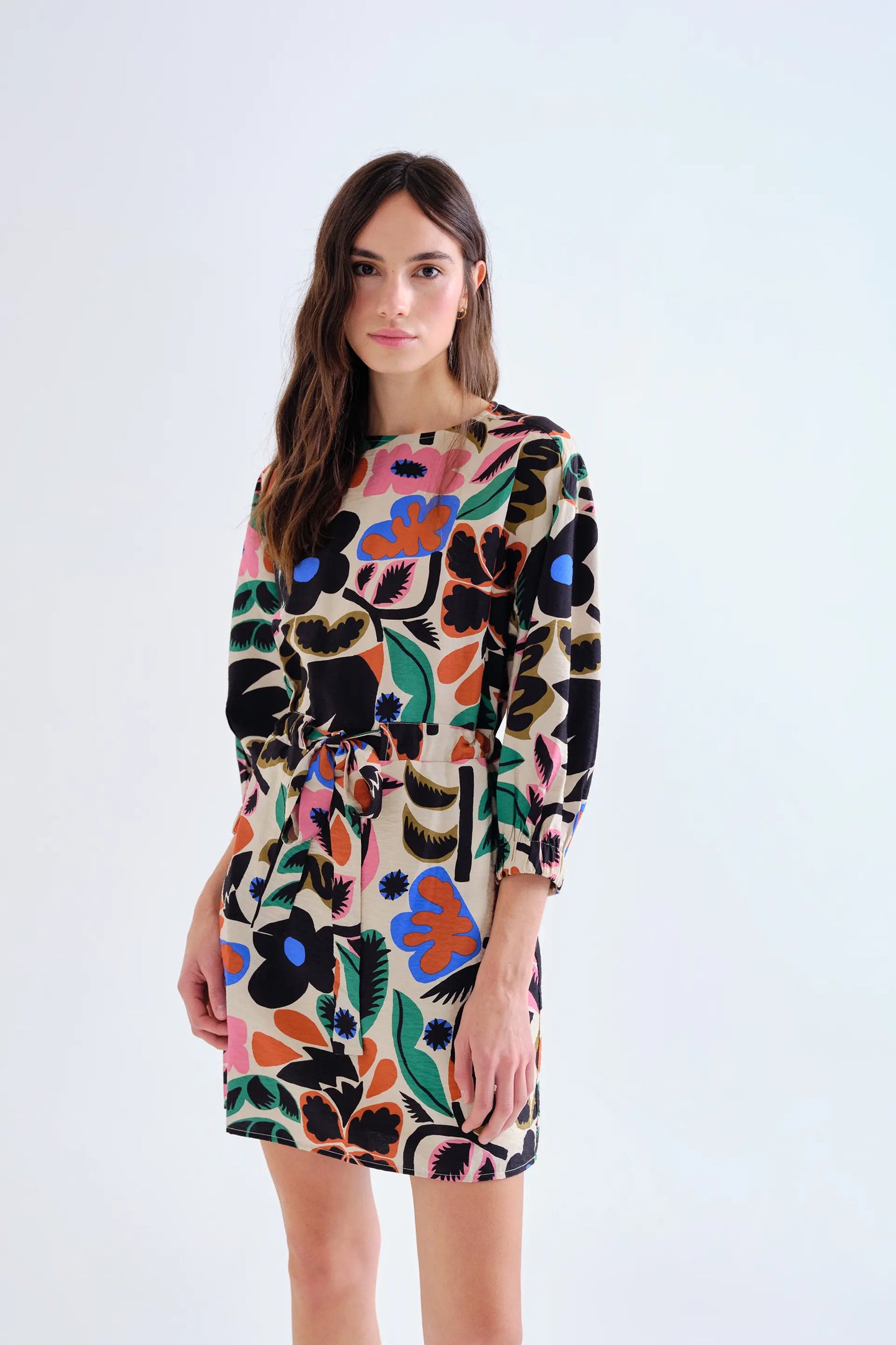 Short dress with Neo Garden print