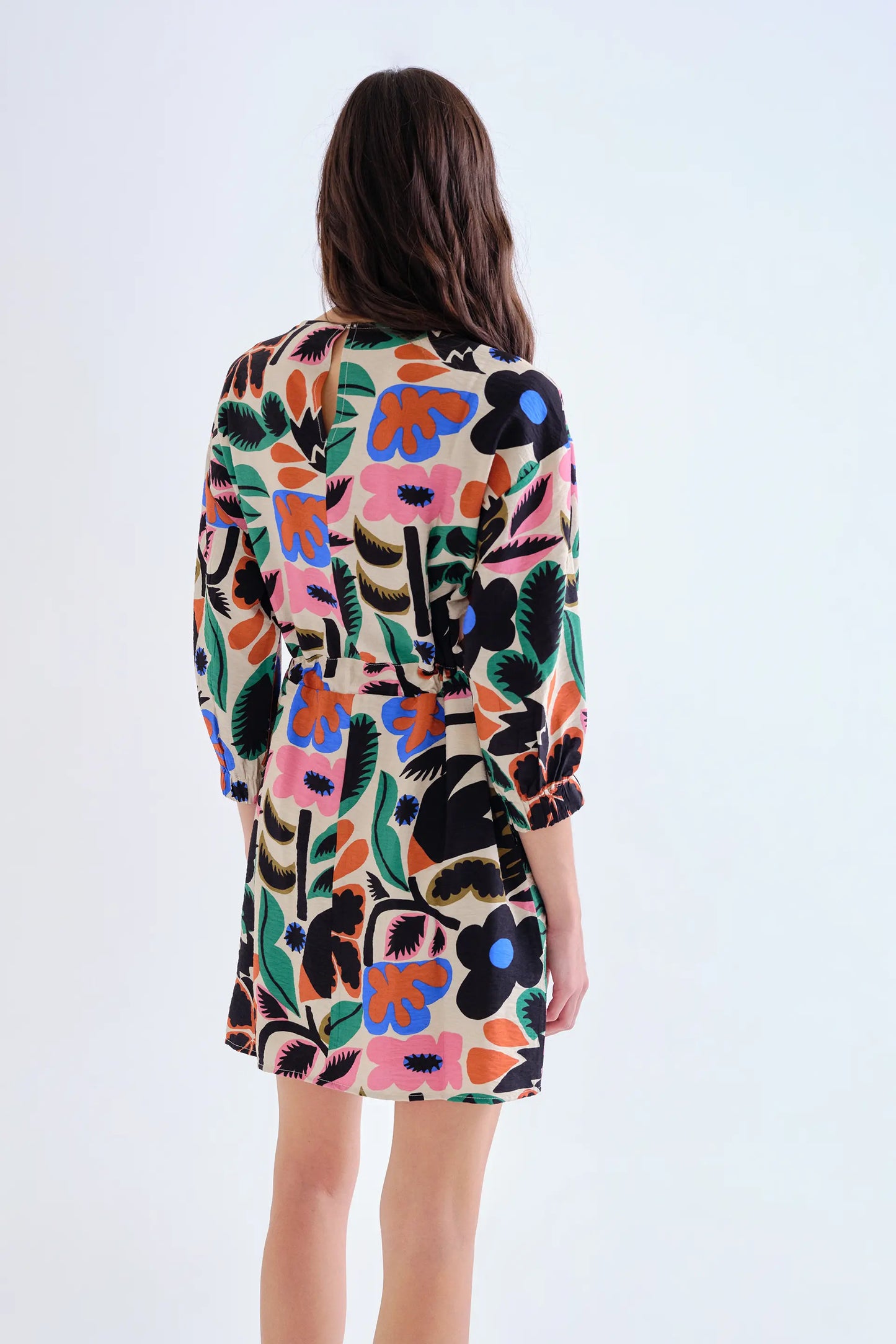 Short dress with Neo Garden print