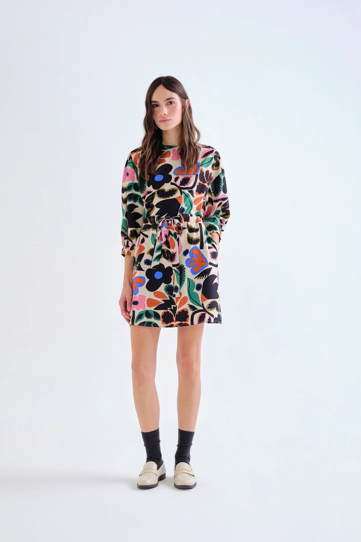 Short dress with Neo Garden print