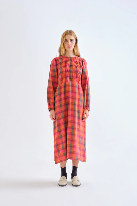 100% cotton Pink Plaid print dress