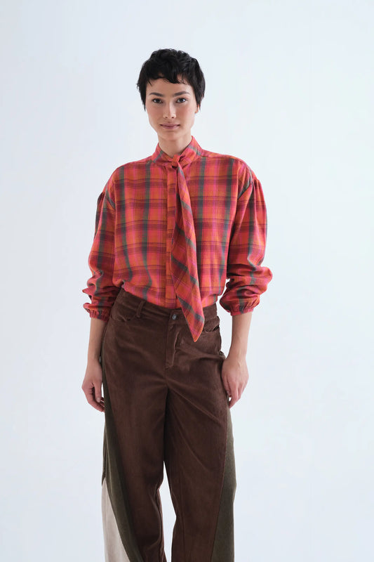 100% cotton Pink Plaid print shirt
