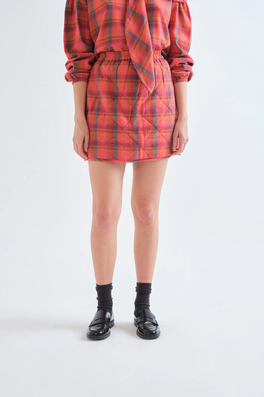 100% cotton Pink Plaid print skirt