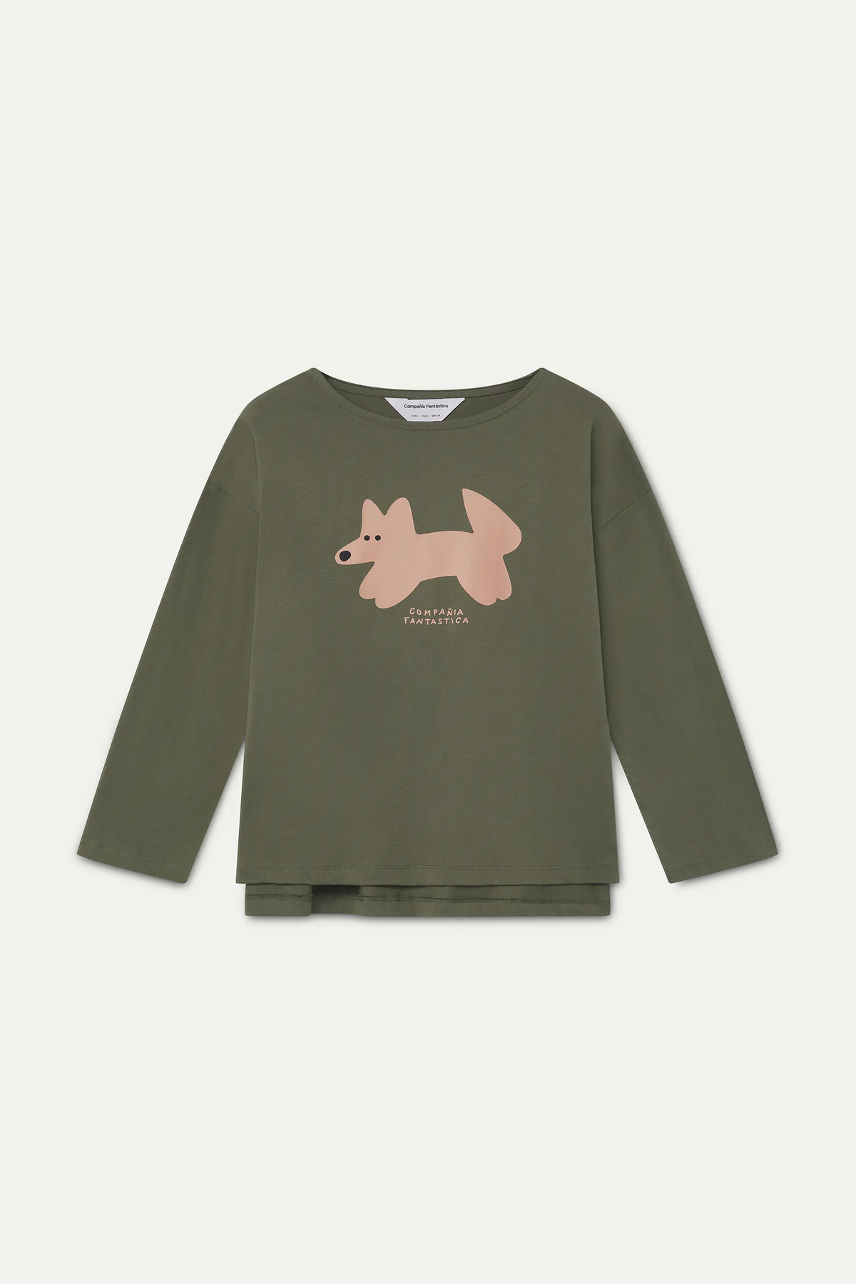 T-shirt 100% cotone verde oliva con stampa volpe "Compañía Fantástica"
