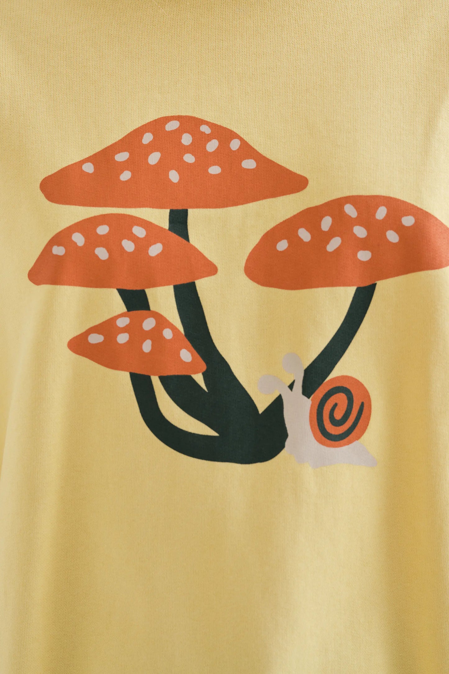 100% cotton yellow T-shirt with Mushroom print