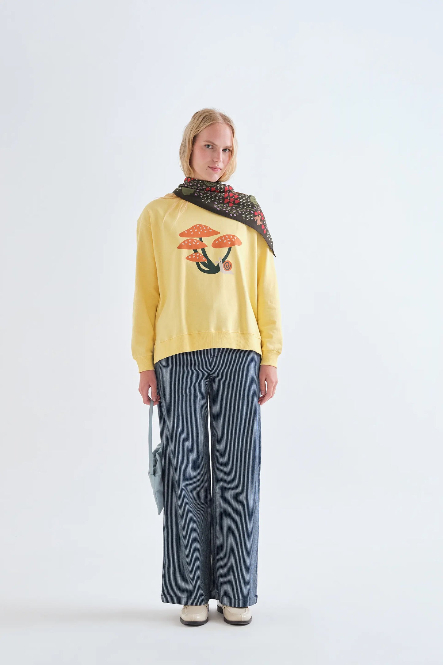 100% cotton yellow T-shirt with Mushroom print