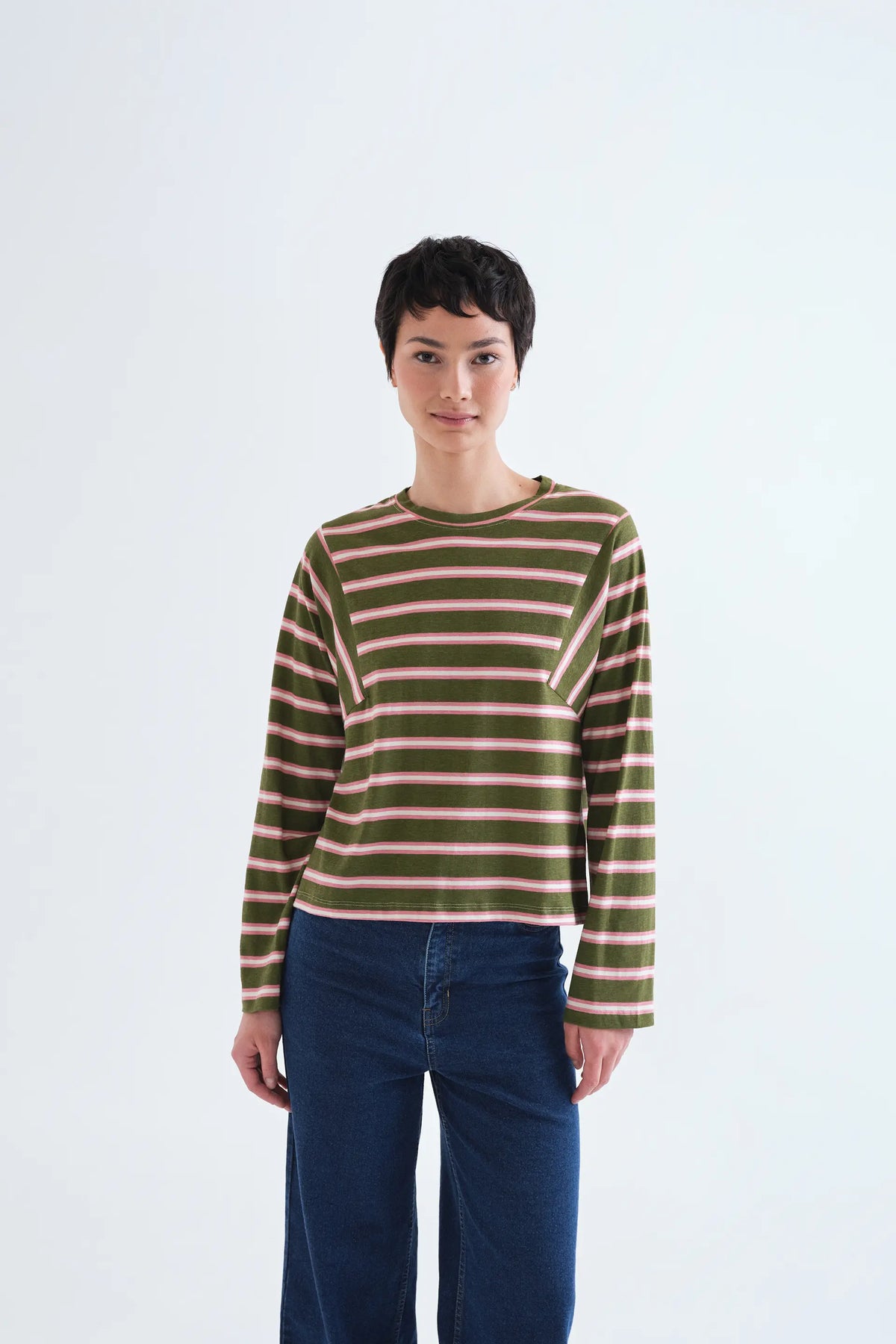 T-shirt 100% cotone con stampa a righe Aberdeen