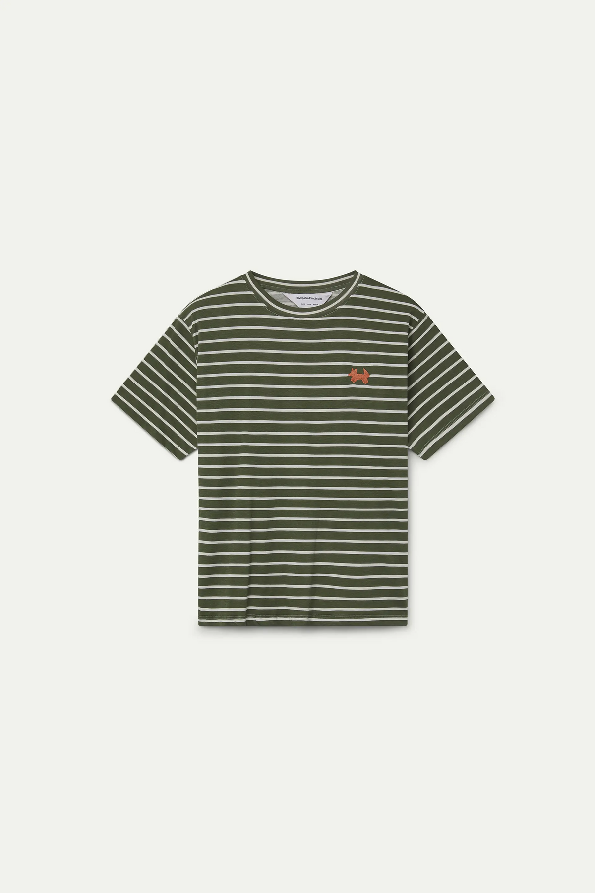 T-shirt 100% cotone con stampa a righe verde oliva