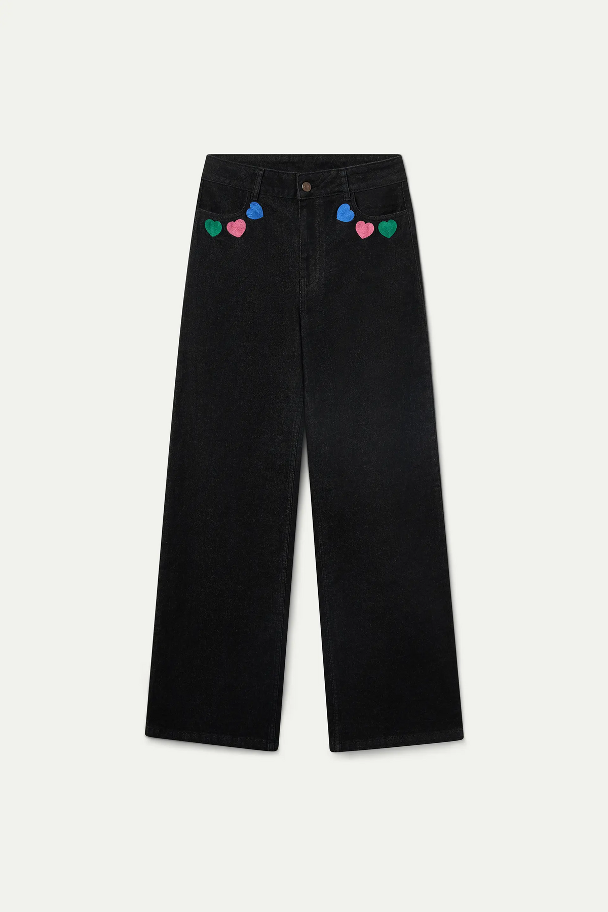 Jeans neri con stampa Candy