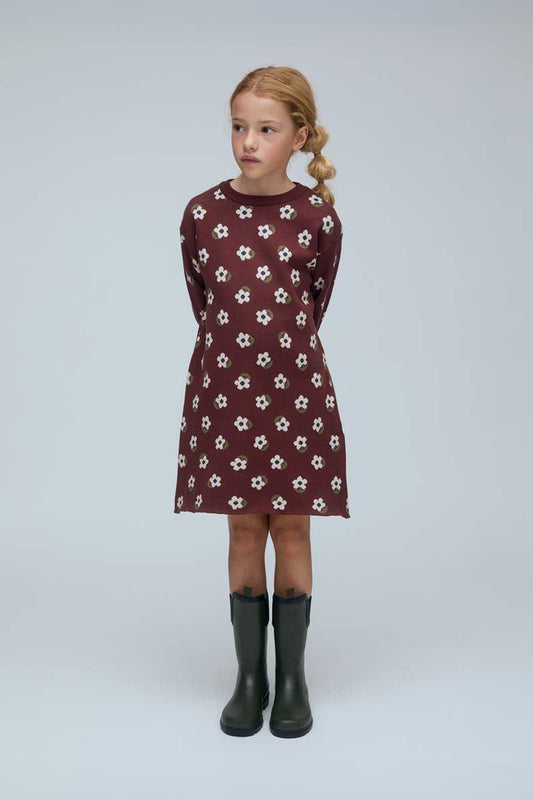 Girls' 100% cotton dress with Santini print