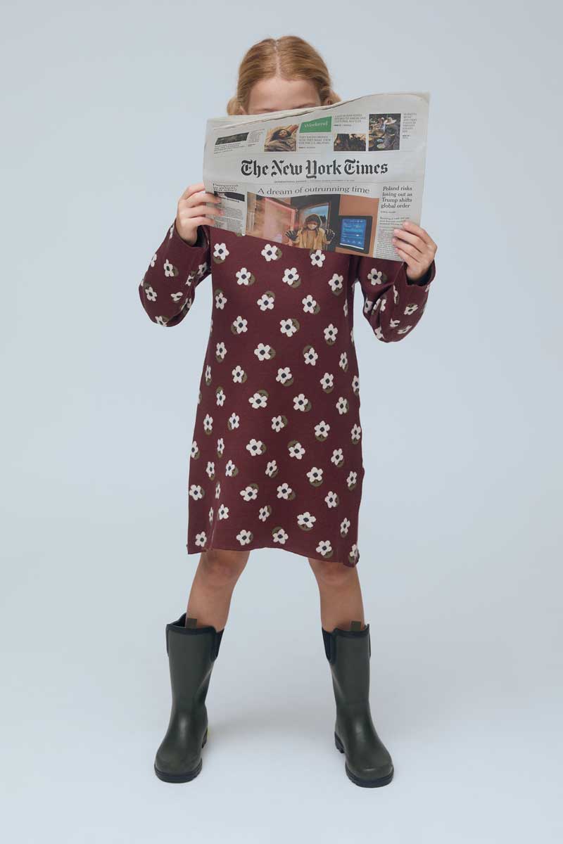 Vestido corto de niña 100% algodón con estampado Santini