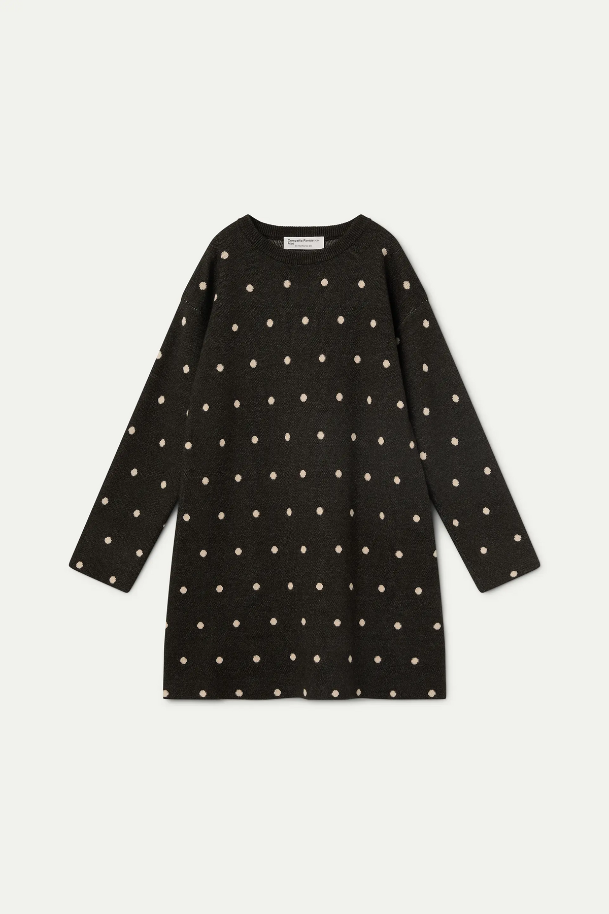 Vestido corto de niña con estampado de puntos mini verde
