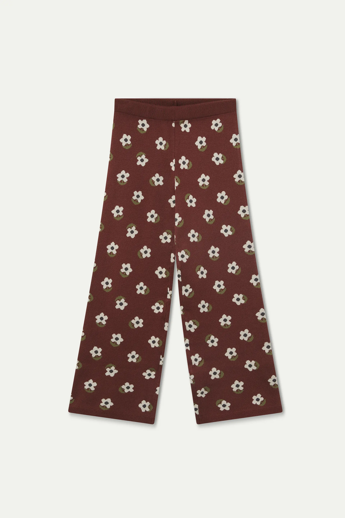 Girls' knit trousers with Santini print