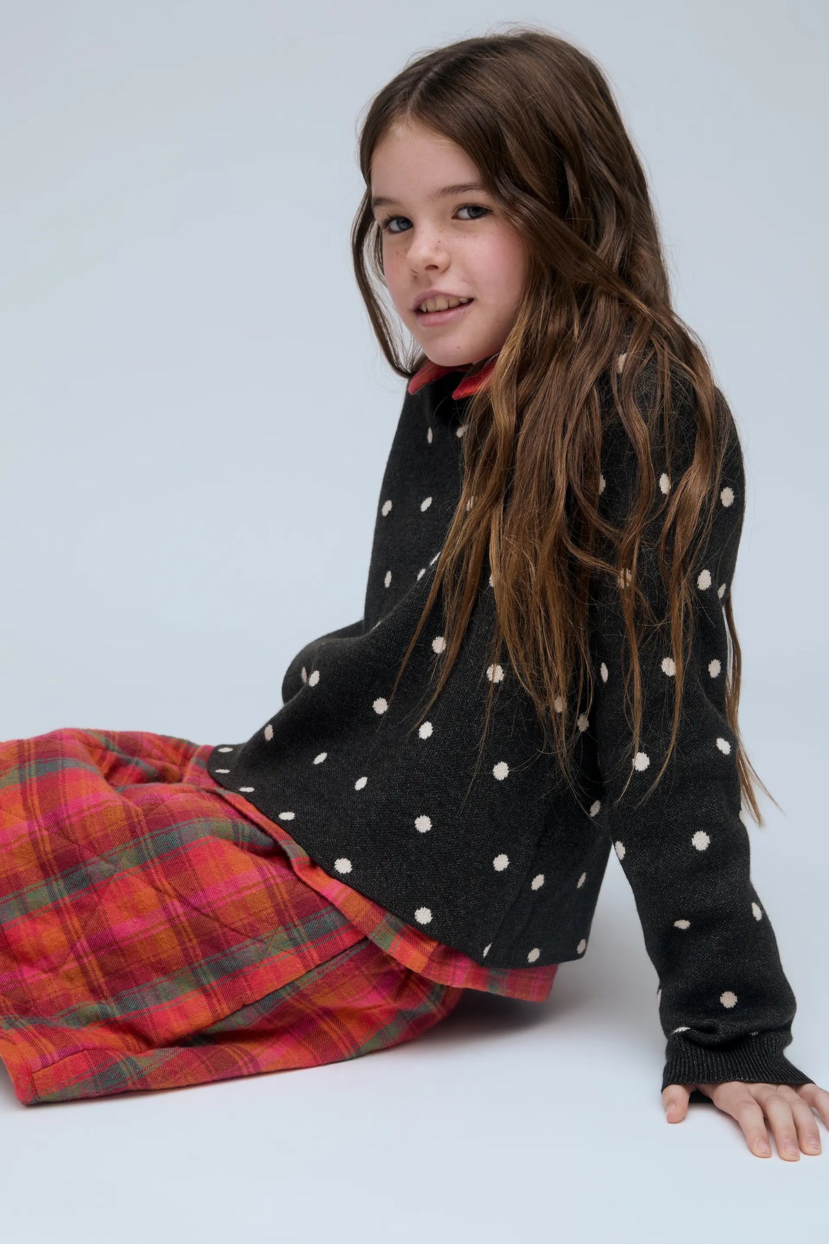 Jersey de niña con estampado de puntos mini verde