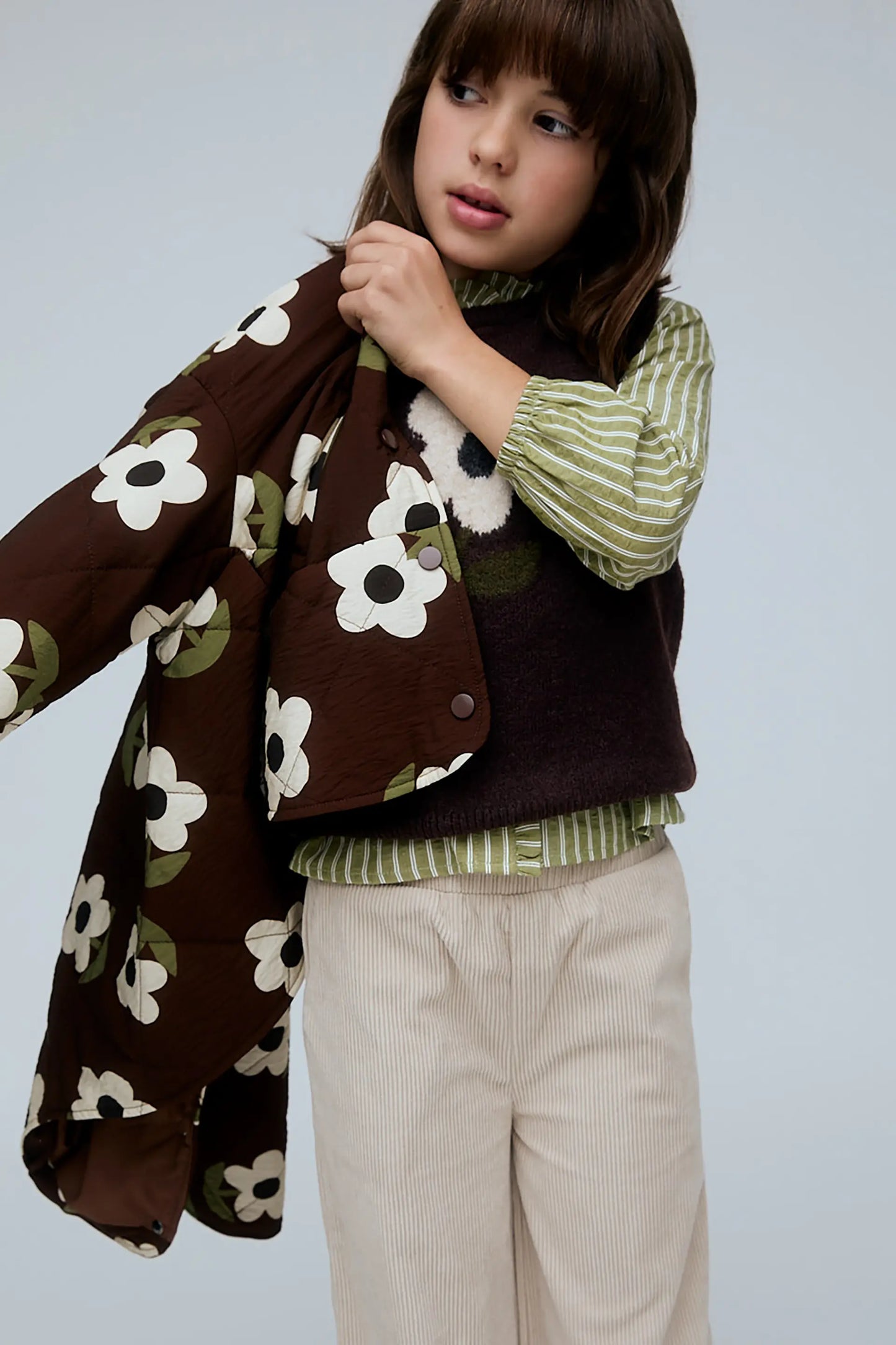 Girl's vest with large floral print