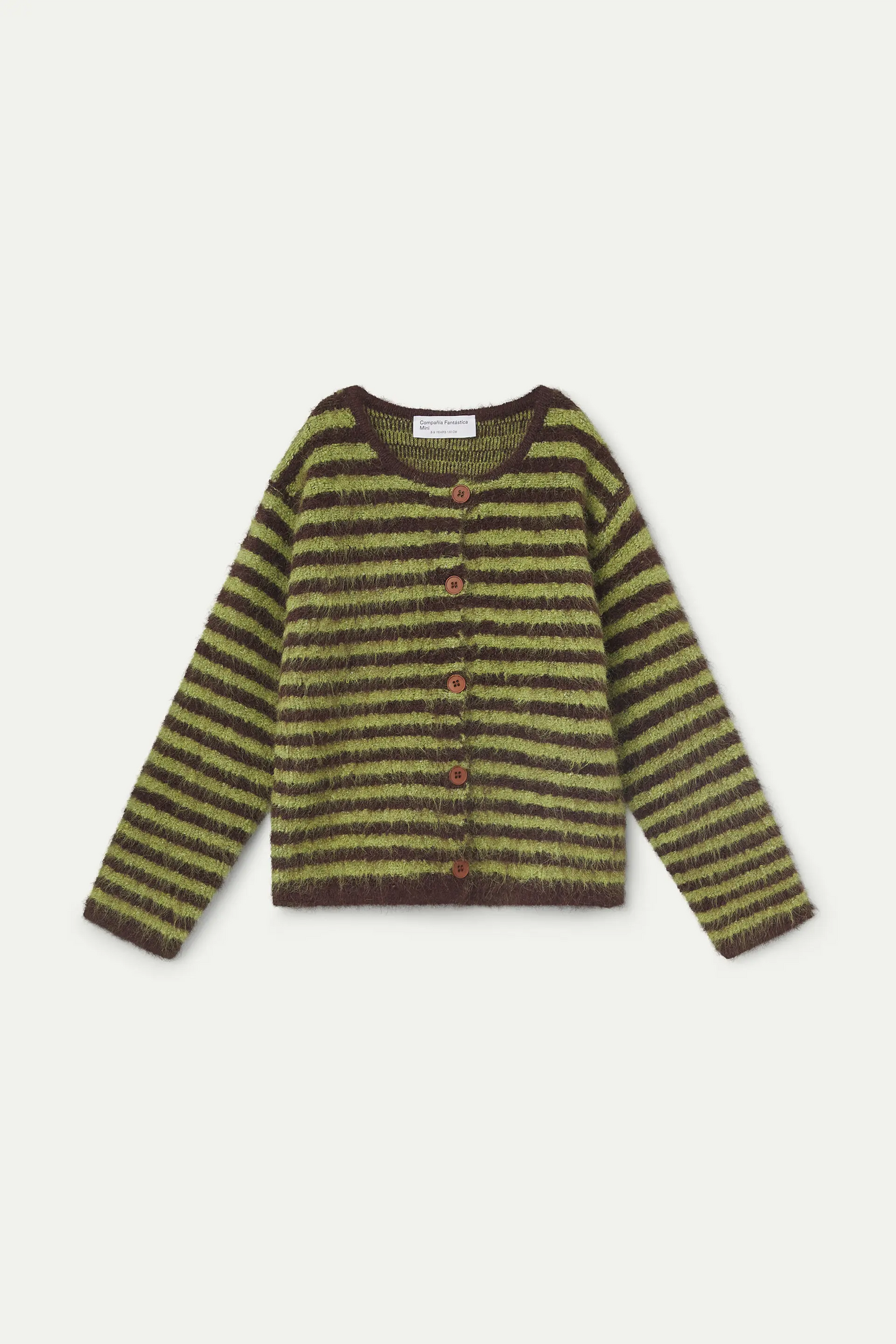Unisex green and brown striped cardigan