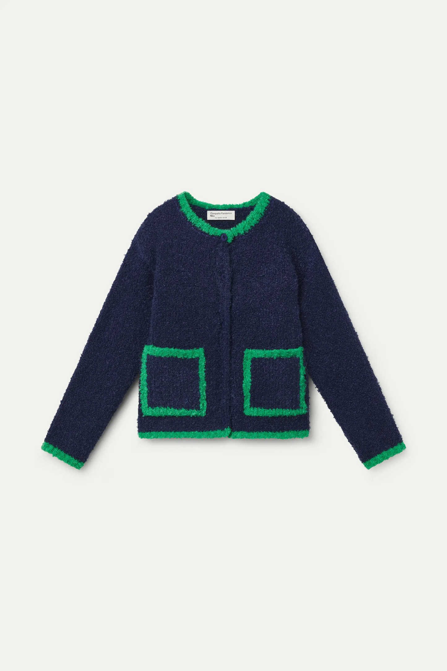 Cárdigan de niña azul marino y verde