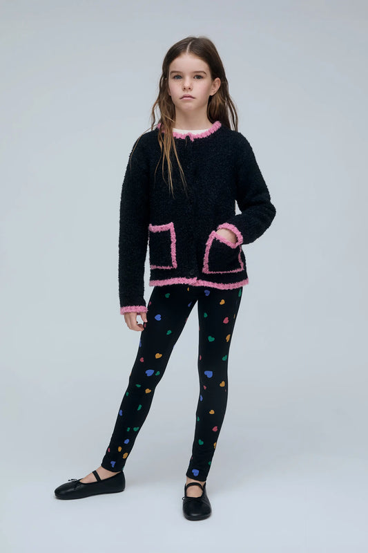 Cárdigan de niña negro y rosa