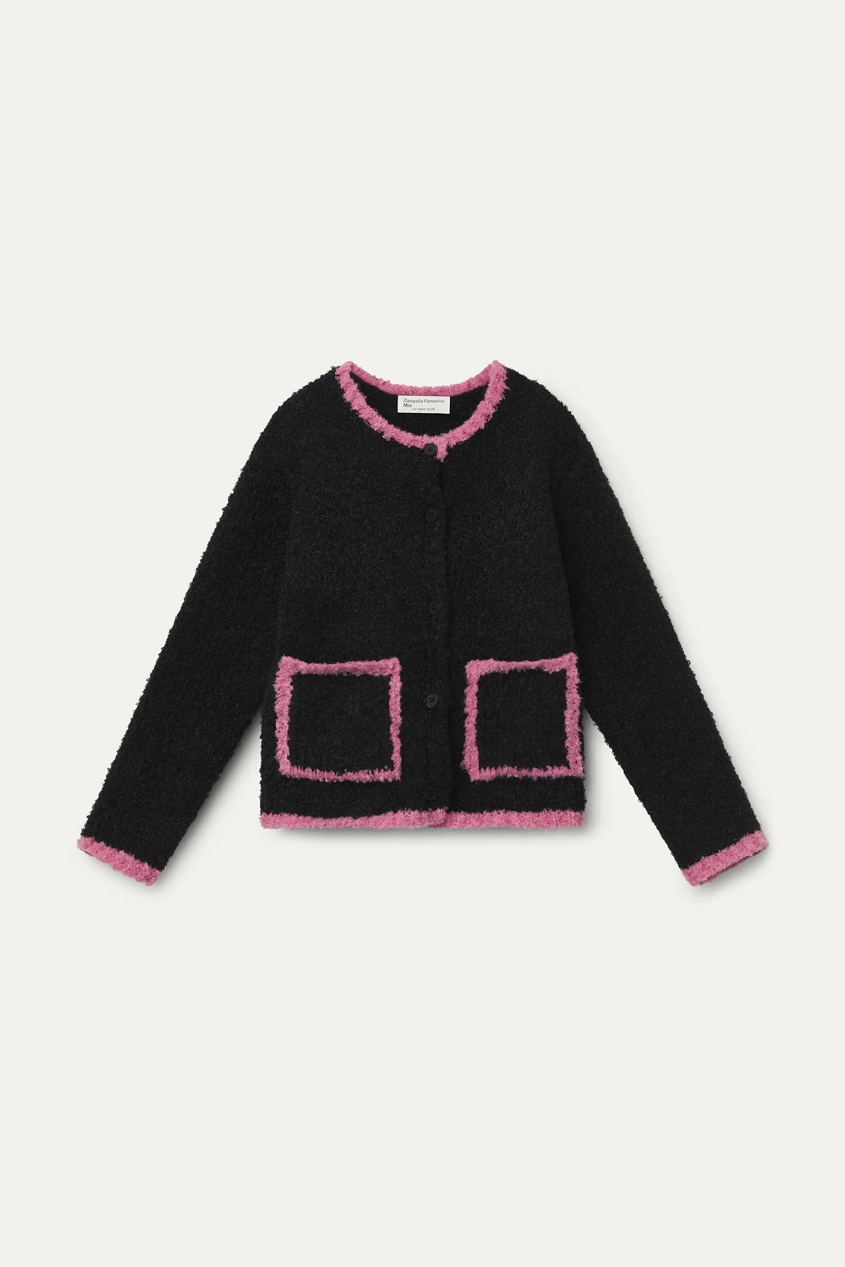 Cárdigan de niña negro y rosa