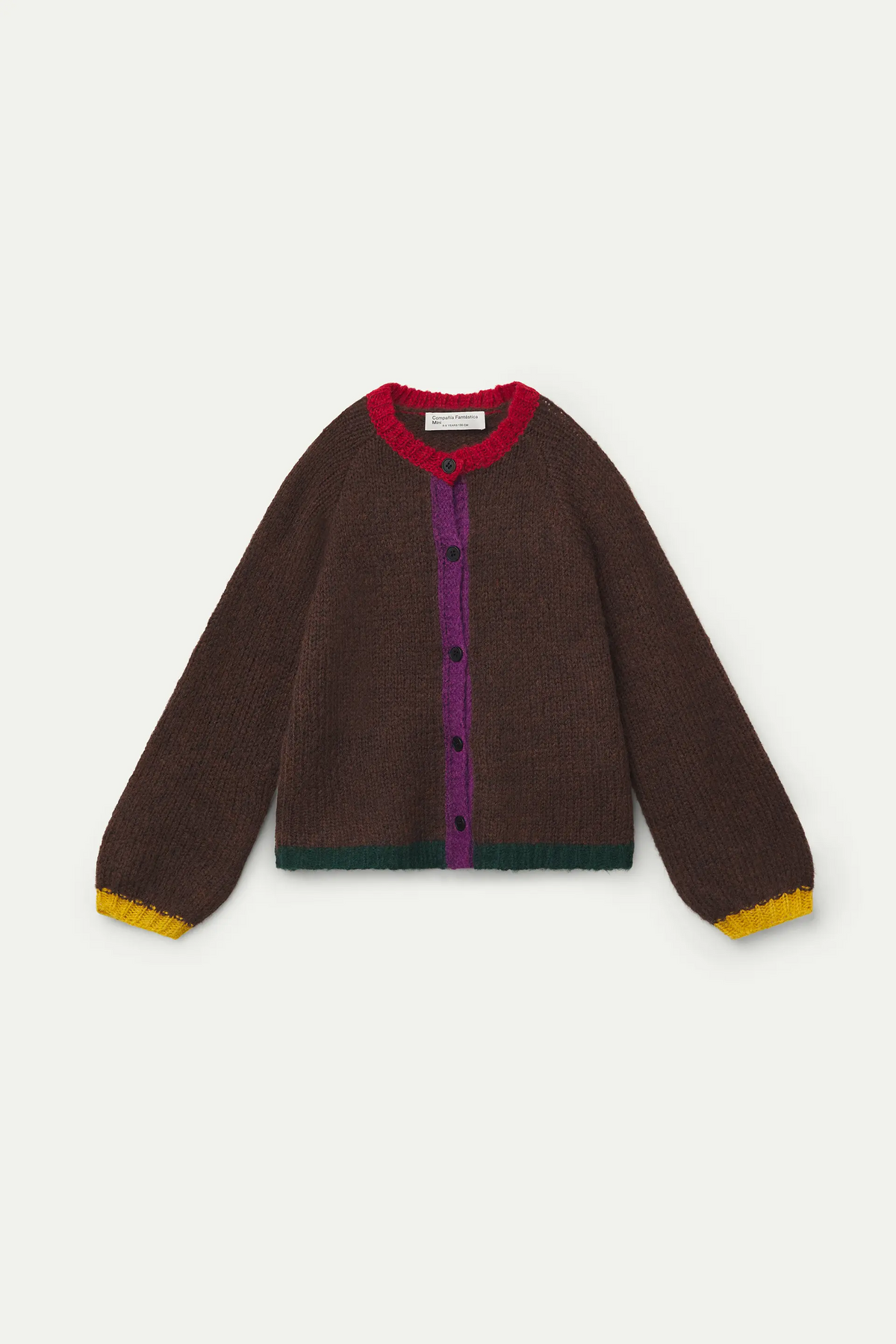 Cardigan unisex marrone con dettagli multicolor