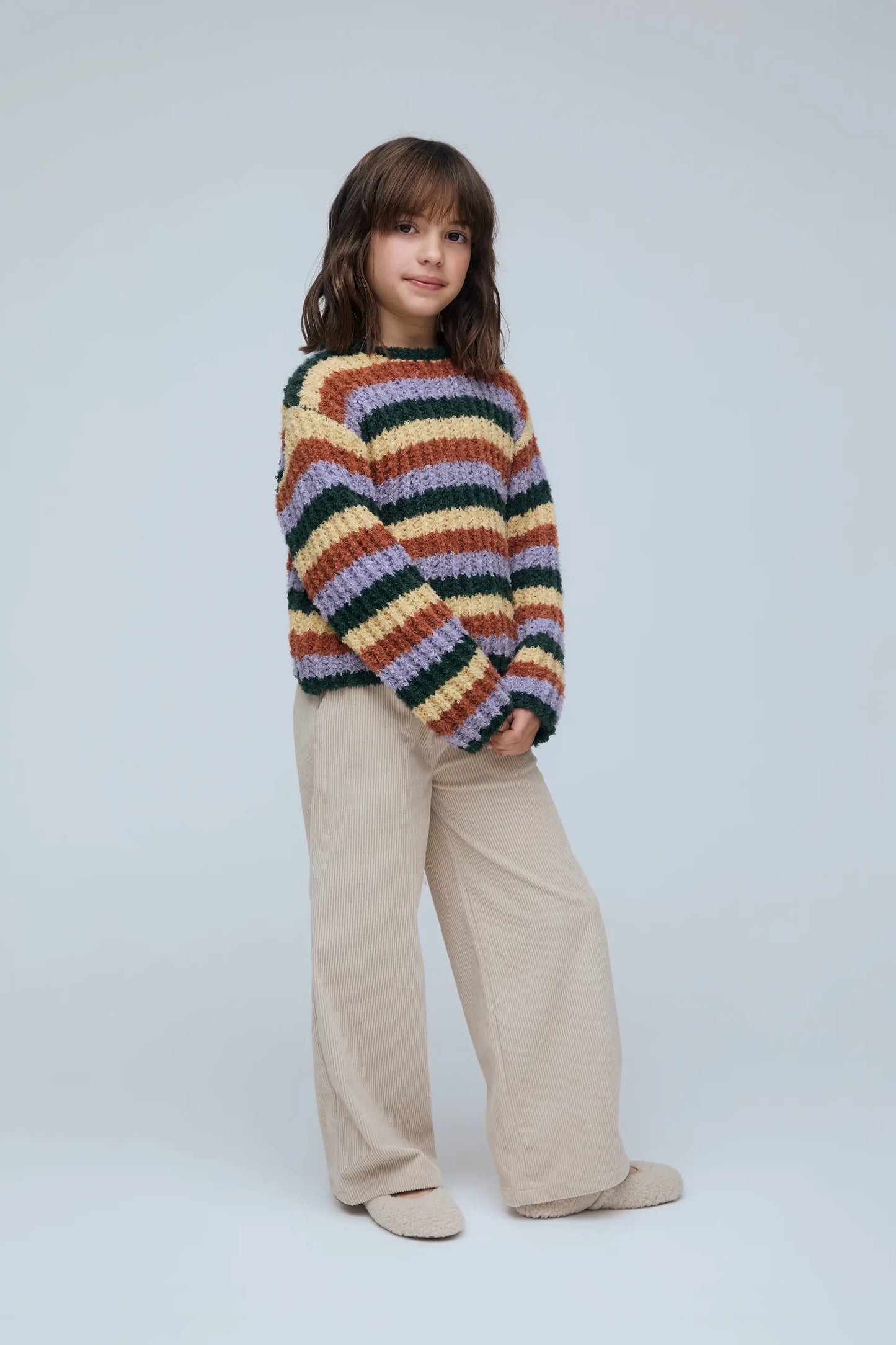 Girls' off-white corduroy trousers