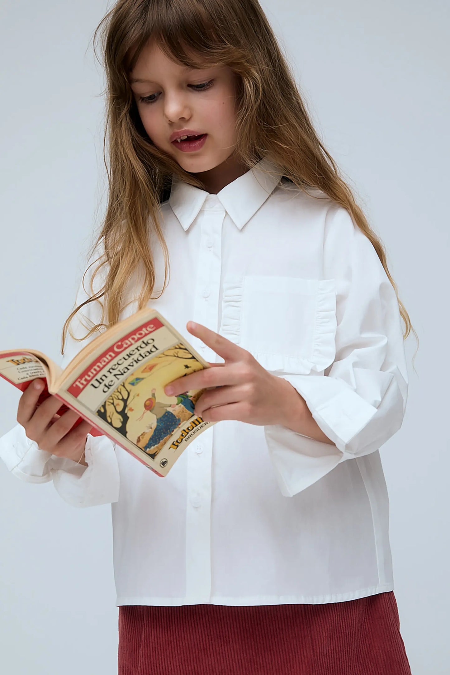 Camisa de niña 100% algodón blanca