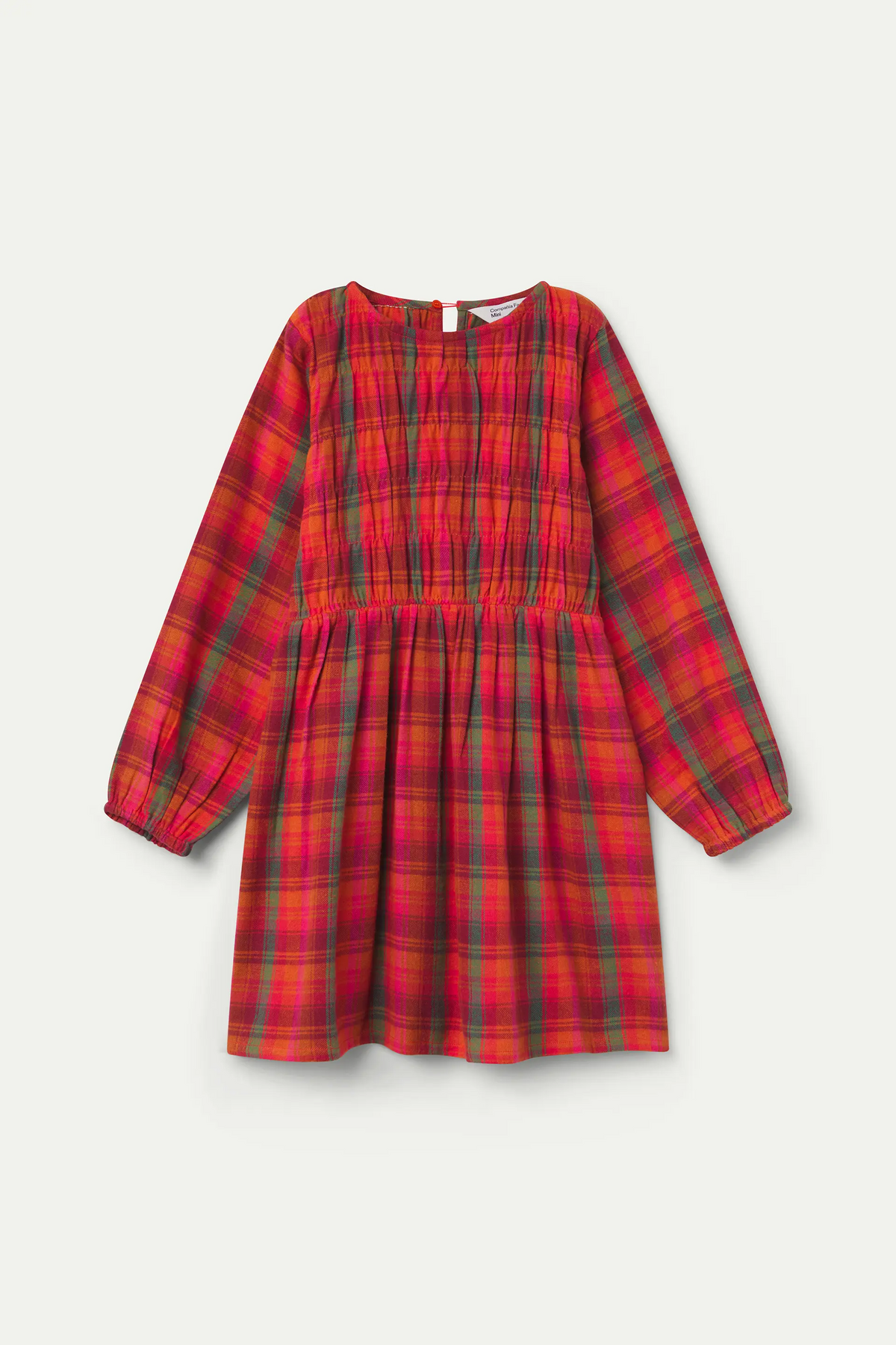 Vestido de niña 100% algodón con estampado de cuadros rosa