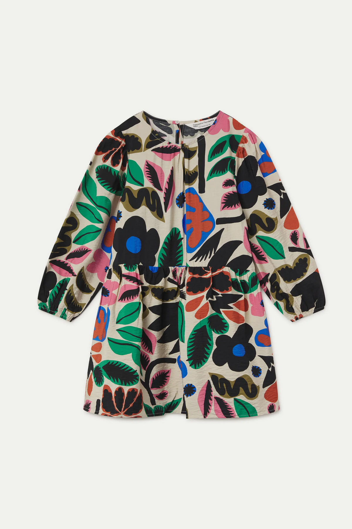 Vestido corto de niña anudado con estampado Santini