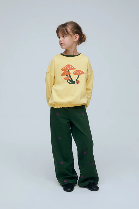 Sudadera de niña 100% algodón amarillo con estampado de Setas
