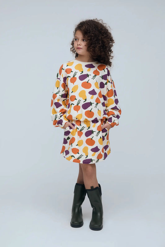 Falda corta de niña 100% algodón con estampado de Vegetales