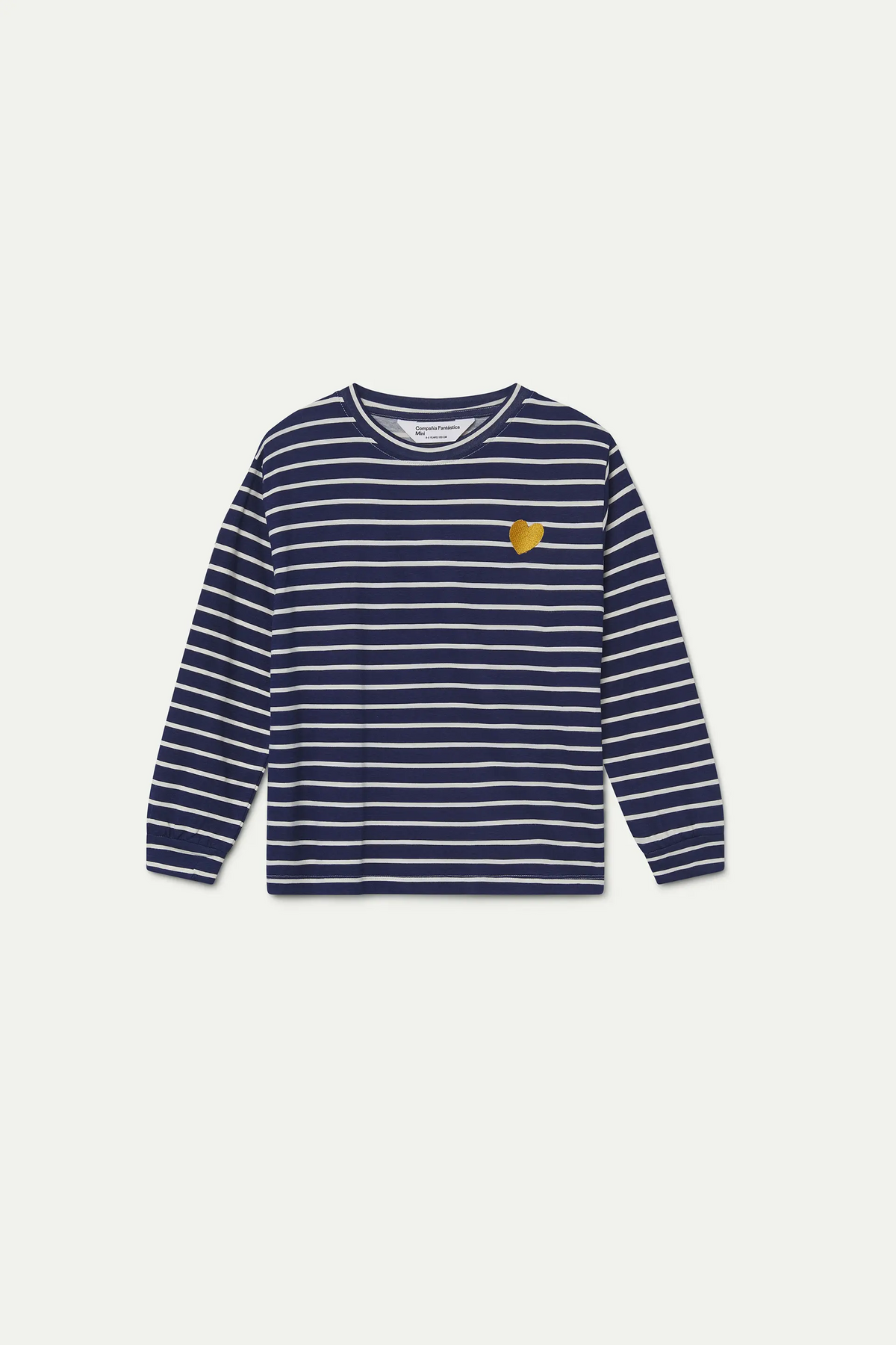 Maglietta da bambina 100% cotone con stampa a righe blu navy e bianco