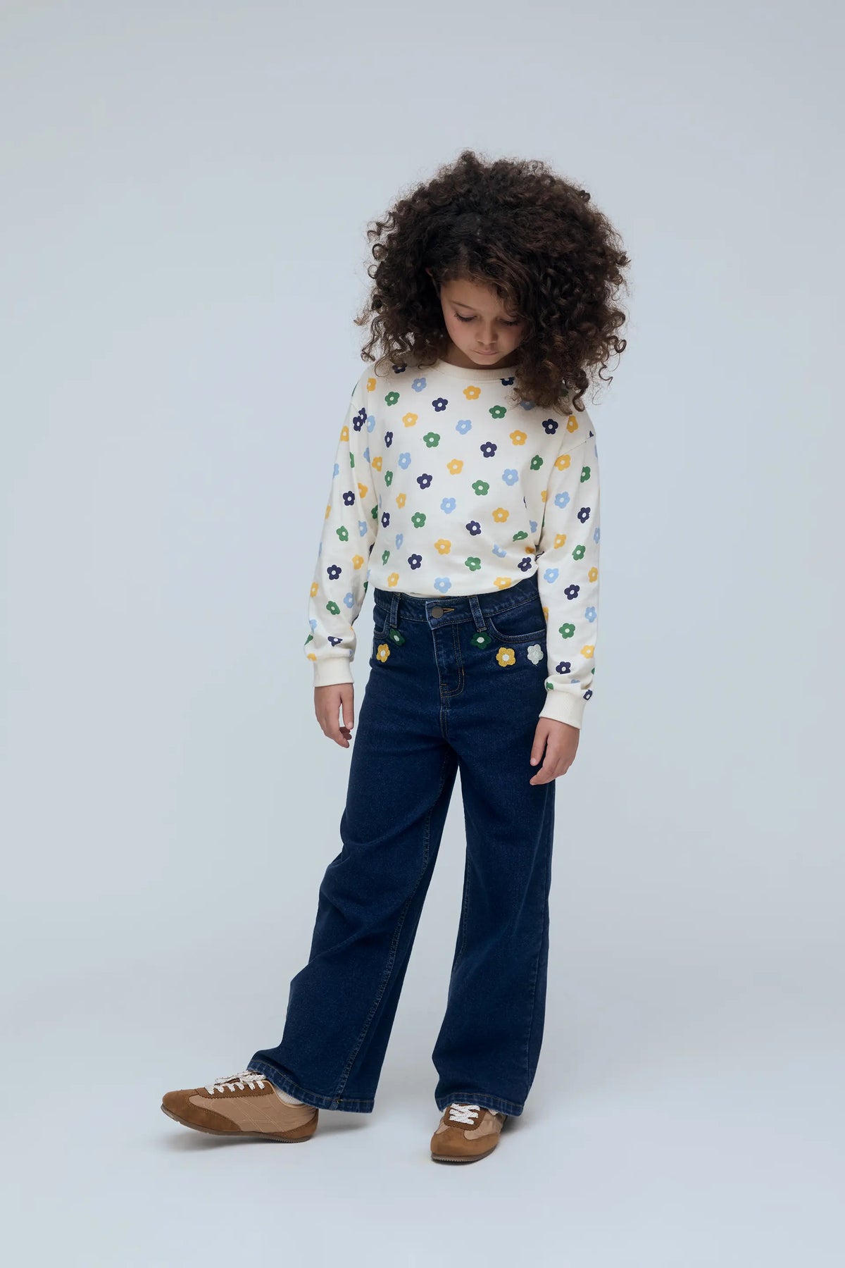 Jeans da bambina con ricamo Euphonia