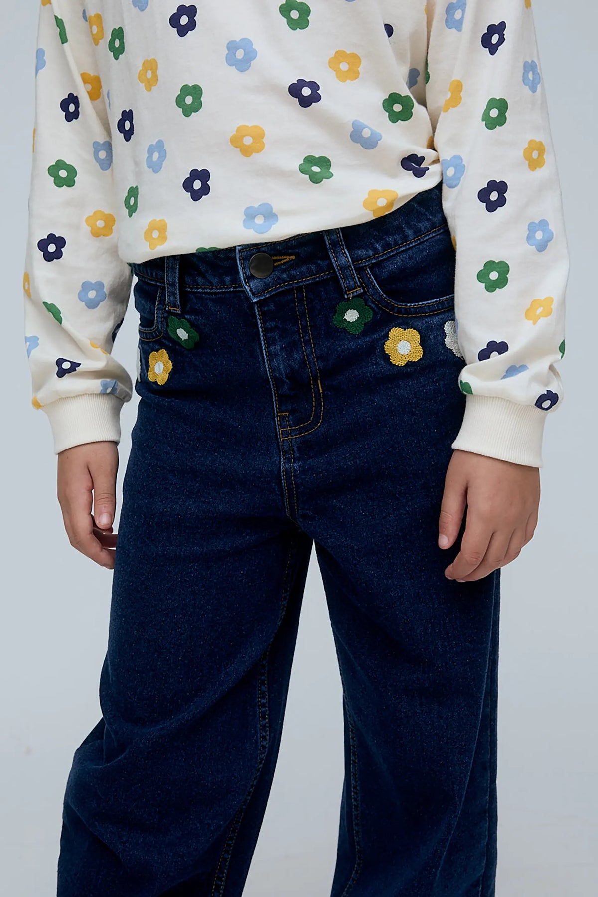 Jeans da bambina con ricamo Euphonia