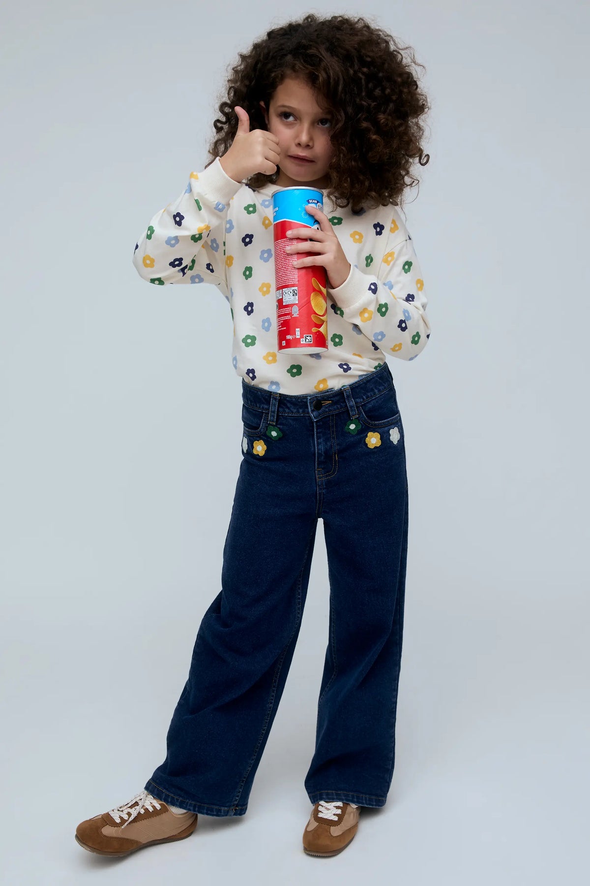 Jeans da bambina con ricamo Euphonia